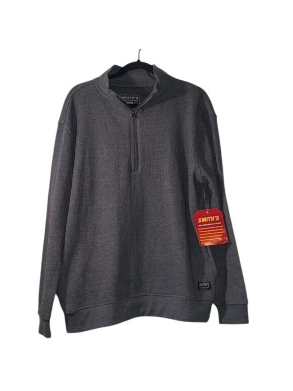 Smiths Workwear Mens Gray 1/4 Zip Pullover Sweatshirt XL Cotton Blend